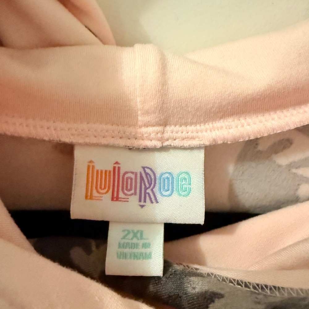 LuLaRoe Floral  Hoodie - Light Pink and Black - Picture 3 of 4